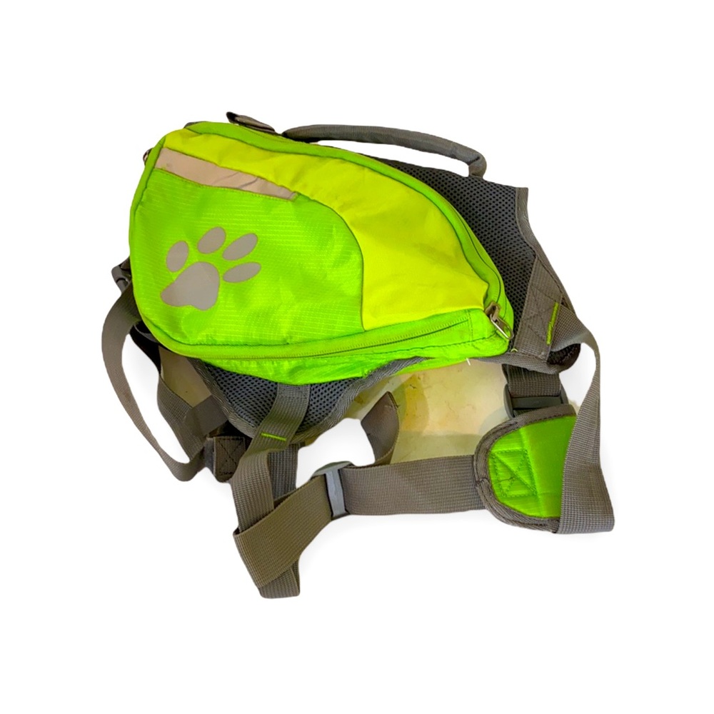 Dog Hiking Saddlebag Packpack chest harness, M-Lg adjustable straps.